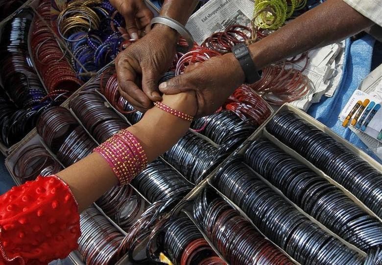 Artisan glass bangles with intricate colour and finish